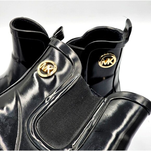 Michael Kors Women's Black Rubber Waterproof Chelsea Rain Boots Size 8 2378 - Picture 15 of 16